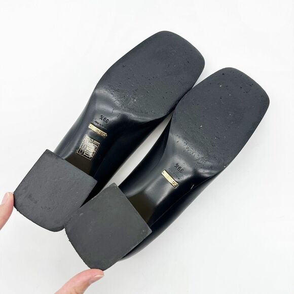 GUCCI Black Baby Bit Horsebit Square Toe Pump Size 39.5 Leather Block Heel - Picture 9 of 12